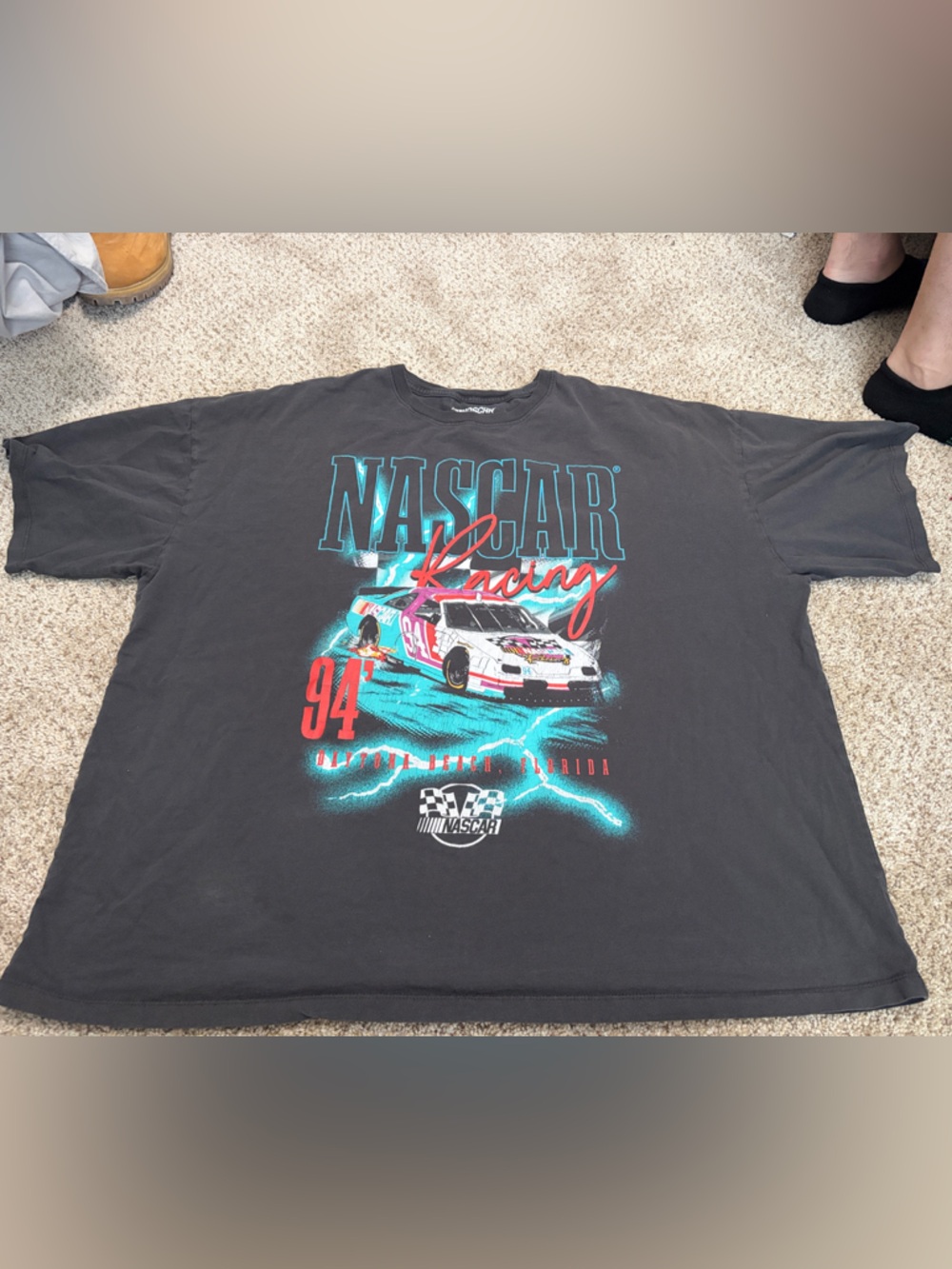 Nascar Black Tee with Teal Graphic